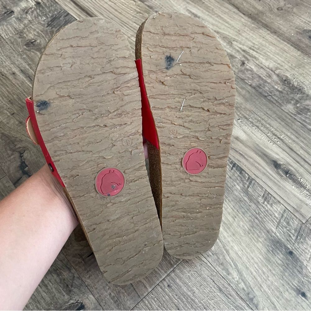HAFLINGER Gina Red Leather Buckle Slide Slip On Sandals - Picture 6 of 11